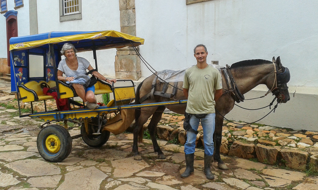Tiradentes le cocher Andrès et son cheval Pompeye avec Chantal